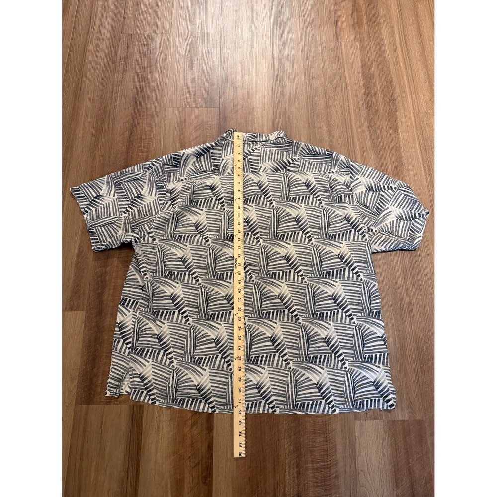 Tommy Bahama Button Down Mens 3XL Grey Silk Cotton Abstract Geometric Shirt - Picture 6 of 6